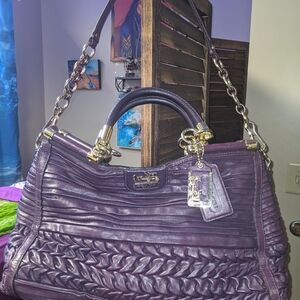 🍇 Coach Madison Pleated Gathered Leather Caroline Satchel 19848 Style.